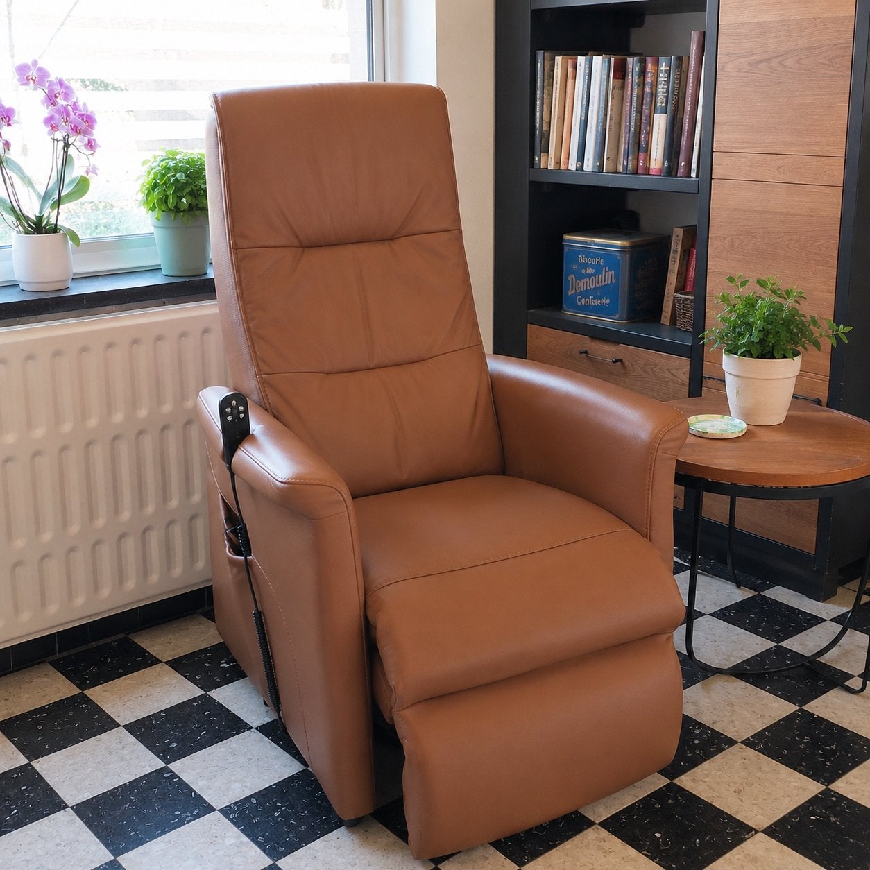 Fauteuil Relax Brun en Cuir Réglable – Neuf, Maison & Meubles, Fauteuils, Comme neuf, Cuir, Moins de 50 cm, Moins de 75 cm, Enlèvement