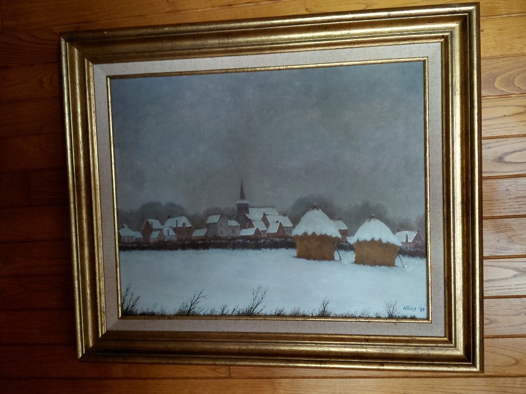 LANDSCHAP MOERZEKE - ALBERT VAN HECKE, Ophalen, Ingelijst, Landschap