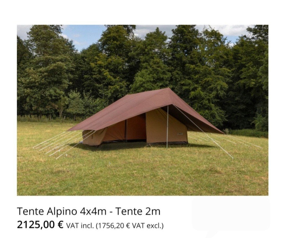 Tente Alpino ext brun 4x4m int beige 4x2m, Enlèvement