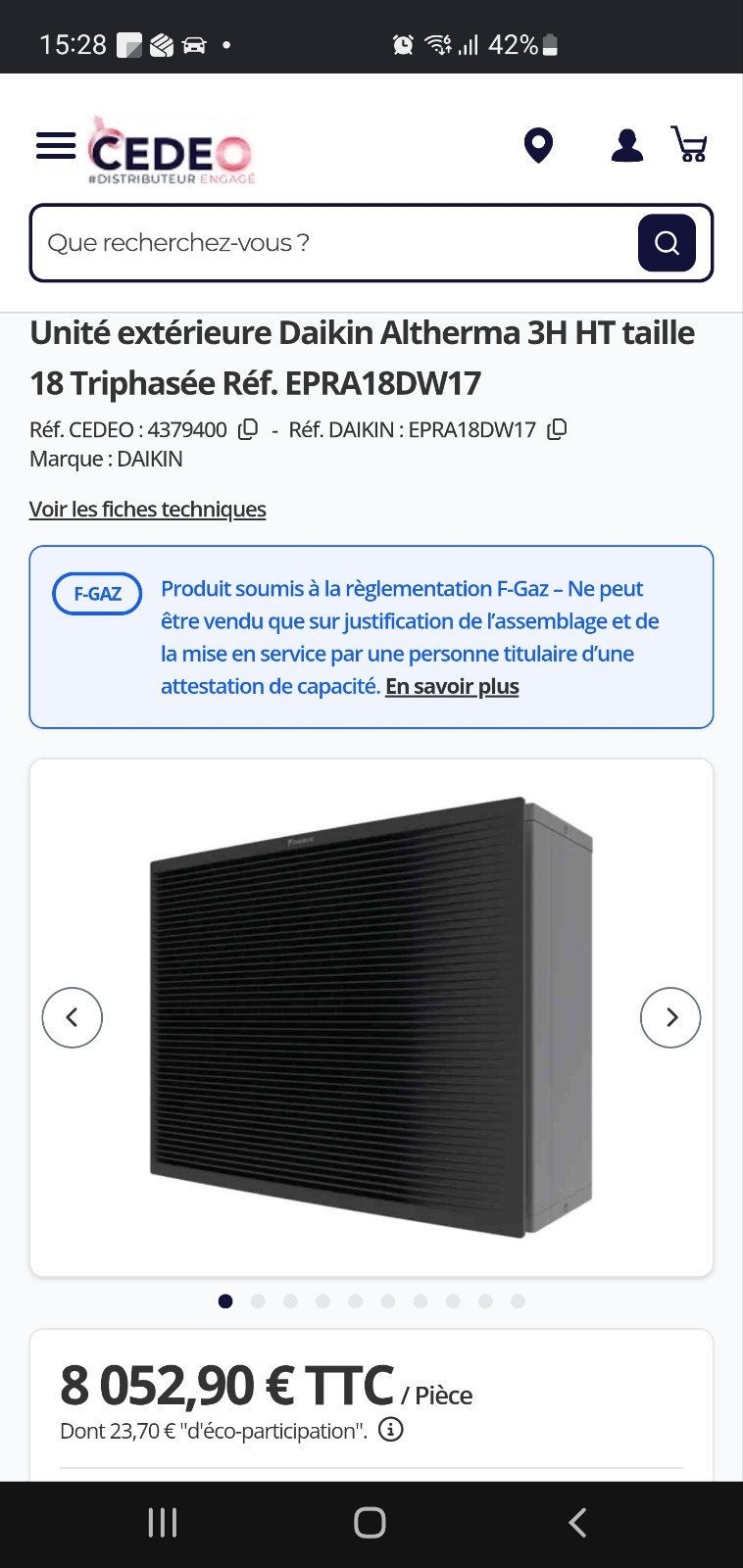 unité extérieure daikin altherma 18kw triphasé neuf, Enlèvement