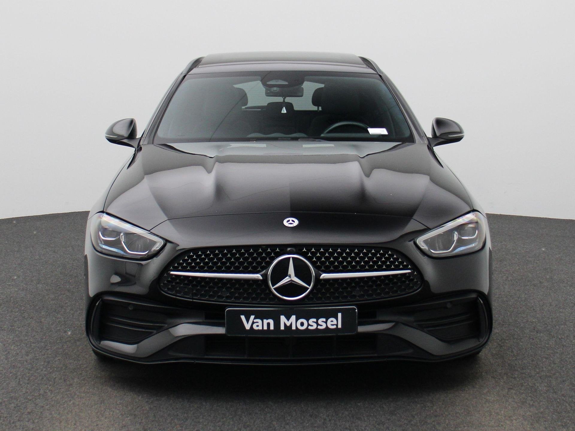 Mercedes-Benz C 200 d AMG Line Break + LEDER + PANORAMISCH D, Auto's, Automaat, Zwart, 4 cilinders, Zwart