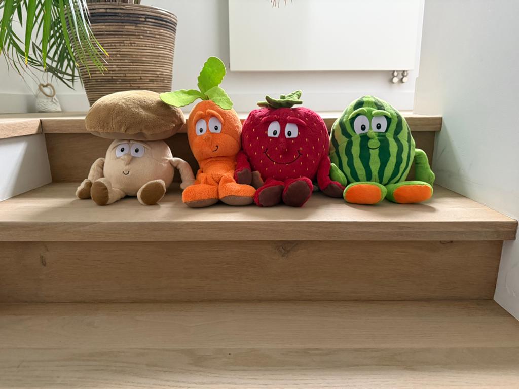 Delhaize fruitknuffels, Kinderen en Baby's, Speelgoed | Knuffels en Pluche, Ophalen, Zo goed als nieuw