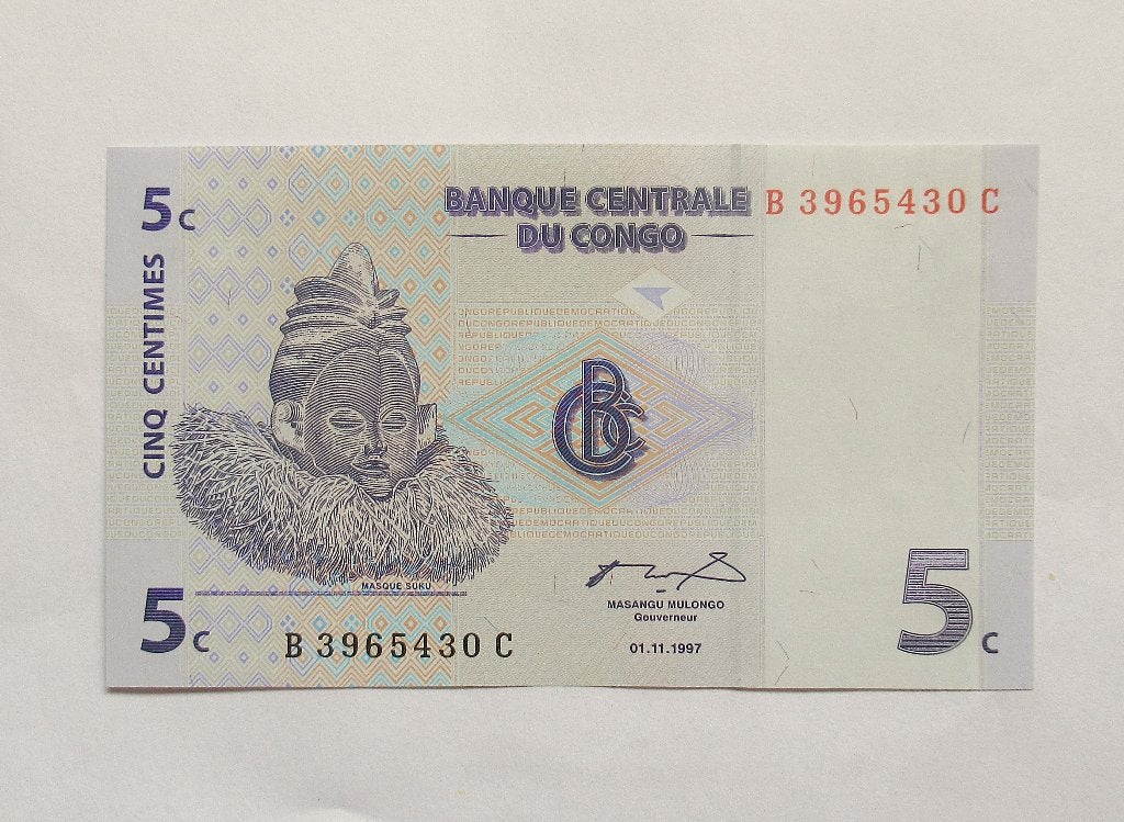 Congo 5 Centimes 1997, Verzenden