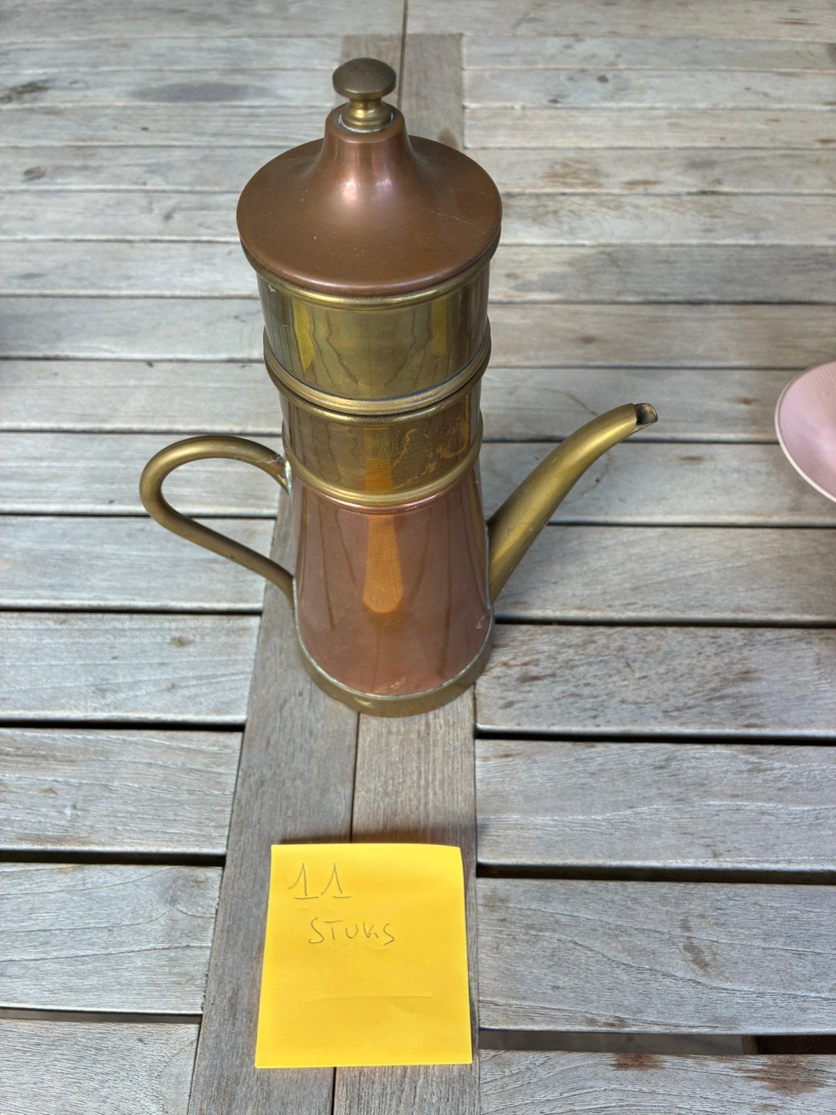 11 Vintage koperen/messing koffiekan met filter – retro, Antiek en Kunst, Ophalen of Verzenden, Koper