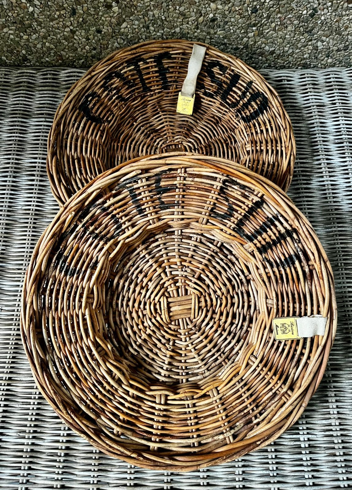2 assiettes rustiques en rotin Cote Sud Riviera Maison, Enlèvement ou Envoi, Fait à la main, Marron, Sous-assiette
