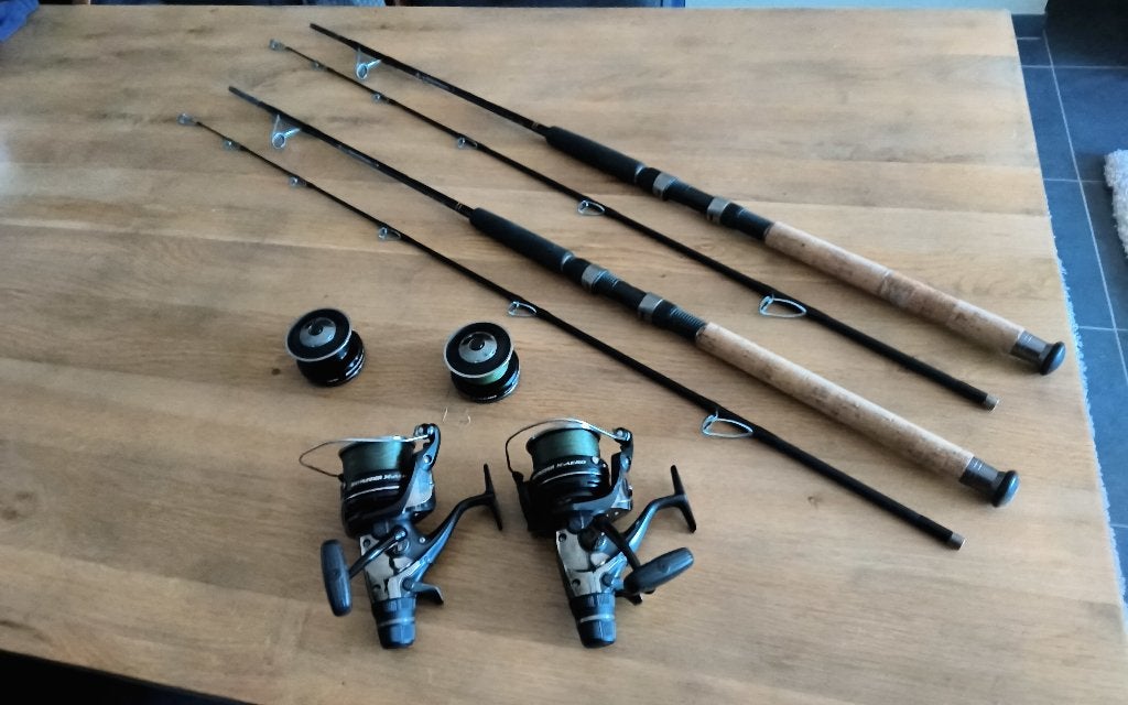 Black Cat Thé Fun stick.Shimano X Aero 10000 set., Watersport en Boten, Hengelsport | Algemeen, Ophalen, Zo goed als nieuw, Complete hengel