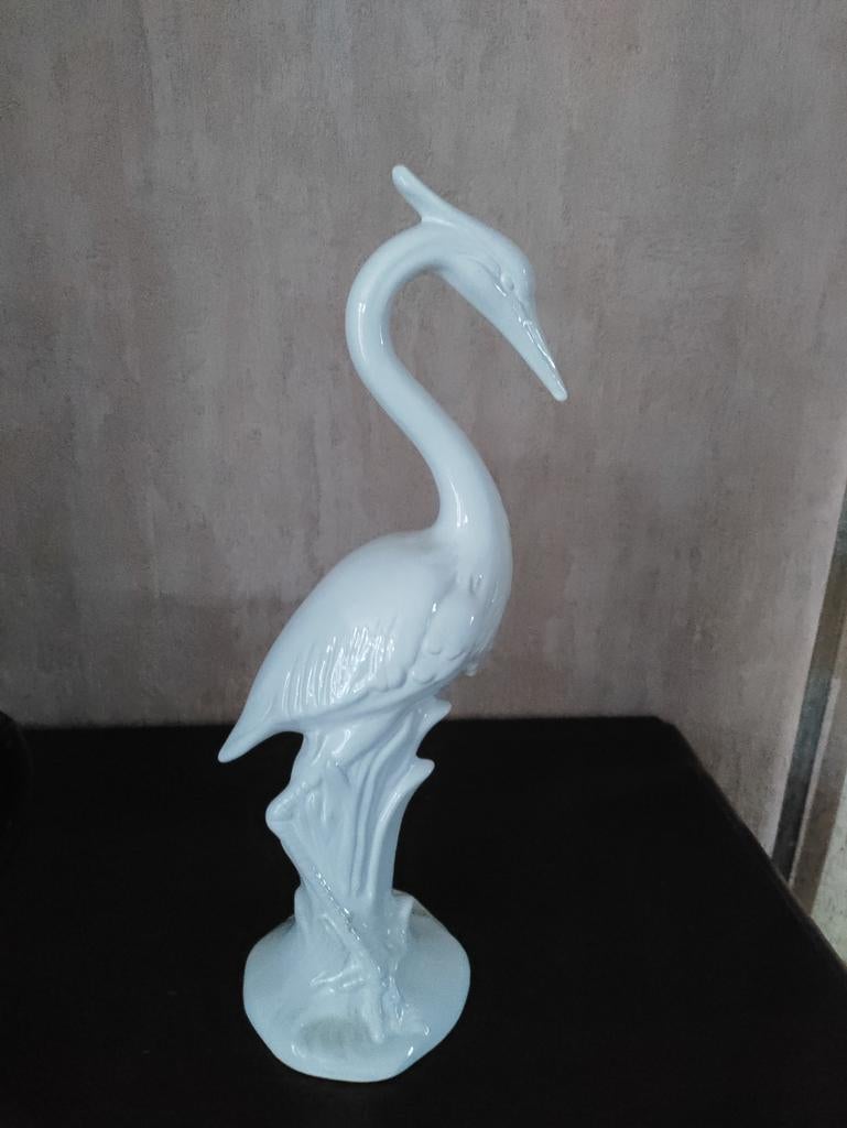 Porseleinen witte ooievaar., Antiek en Kunst, Ophalen