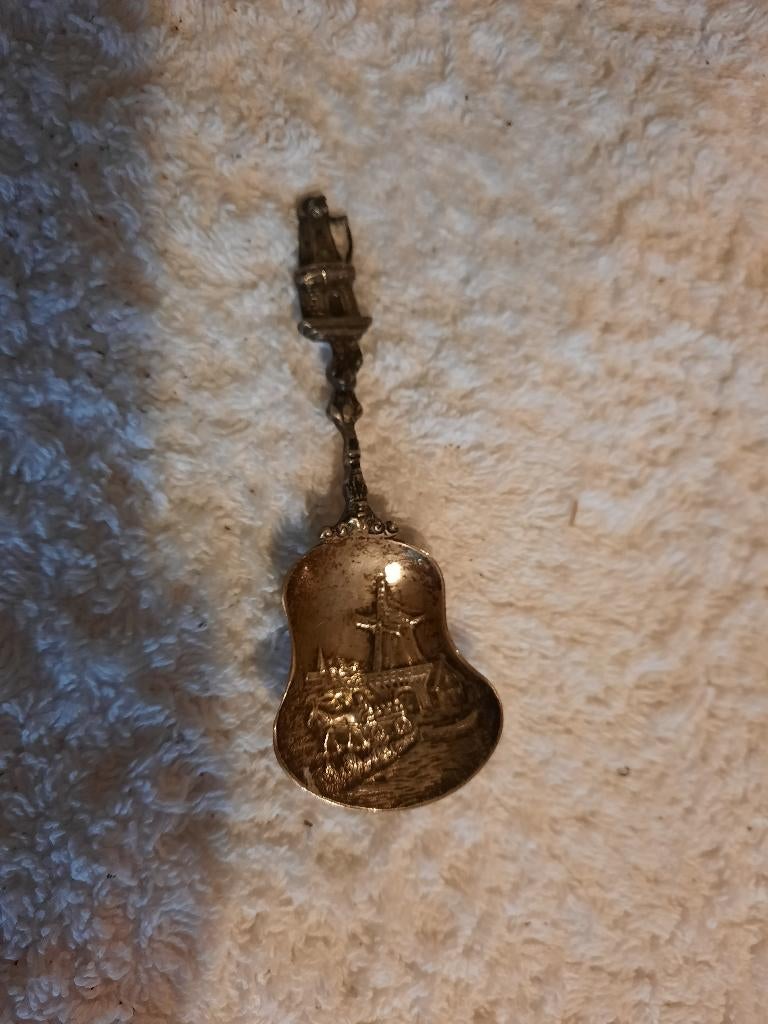 oud zilveren versierd lepeltje, begin 1900, Ophalen of Verzenden