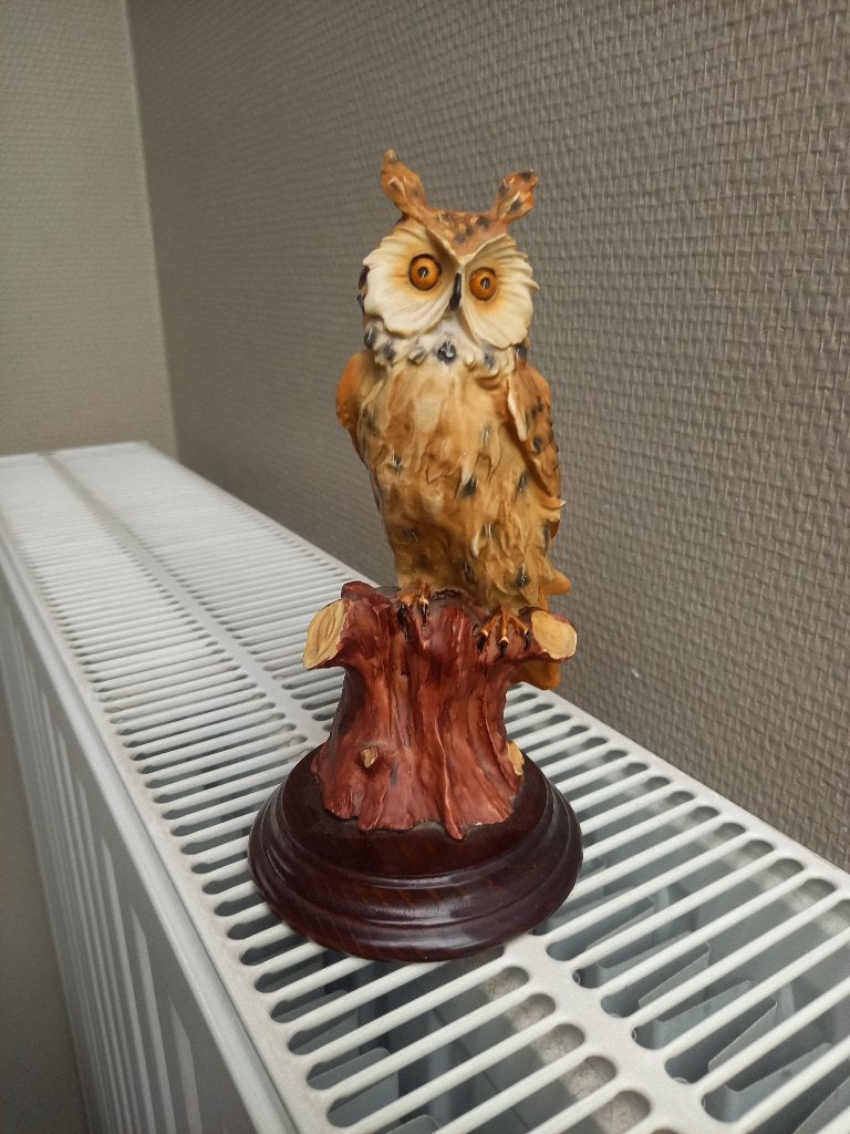 Statue de hibou sur socle en bois, Antiquités & Art, Enlèvement ou Envoi