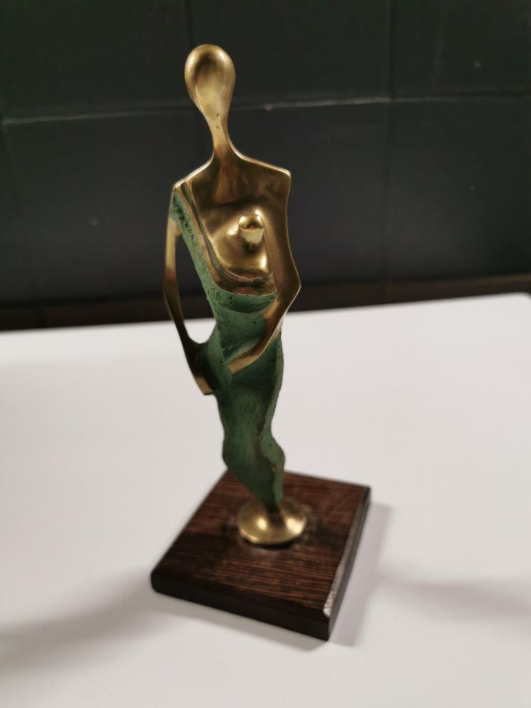 Beeld in malachiet en brons., Antiek en Kunst, Ophalen of Verzenden, Brons