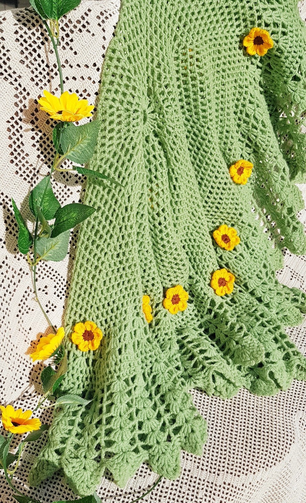 Vintage banktafelkleed/plaid van Sunflowers, Ophalen of Verzenden