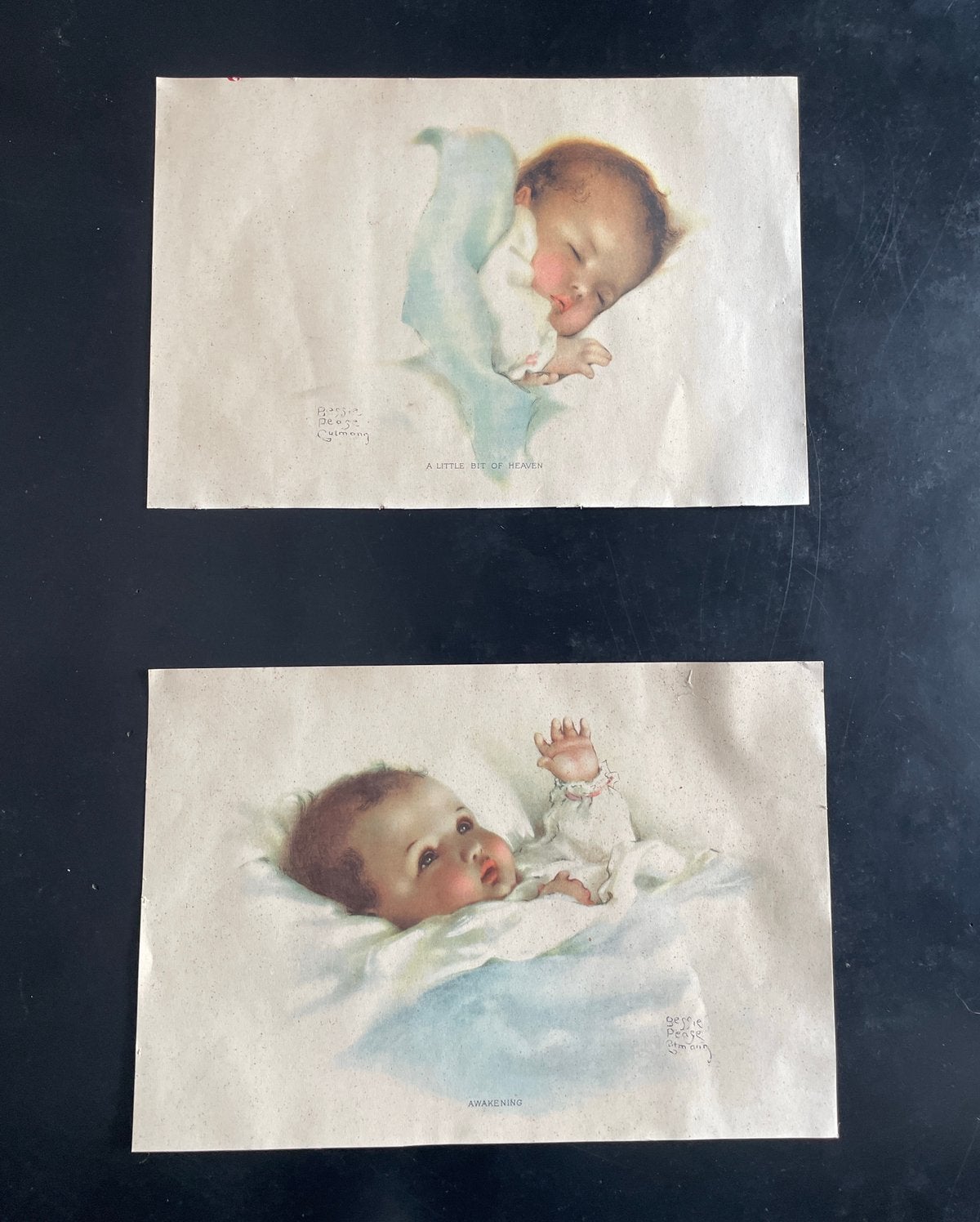 Vintage litho’s Bessie Pease Gutmann, Gesigneerd, Ophalen of Verzenden, Portret en Figuren