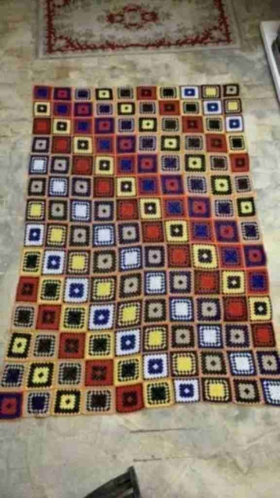 Couvre-lit Granny patchwork Grandfoulard 270/175, Enlèvement ou Envoi, Utilisé, Multicolore
