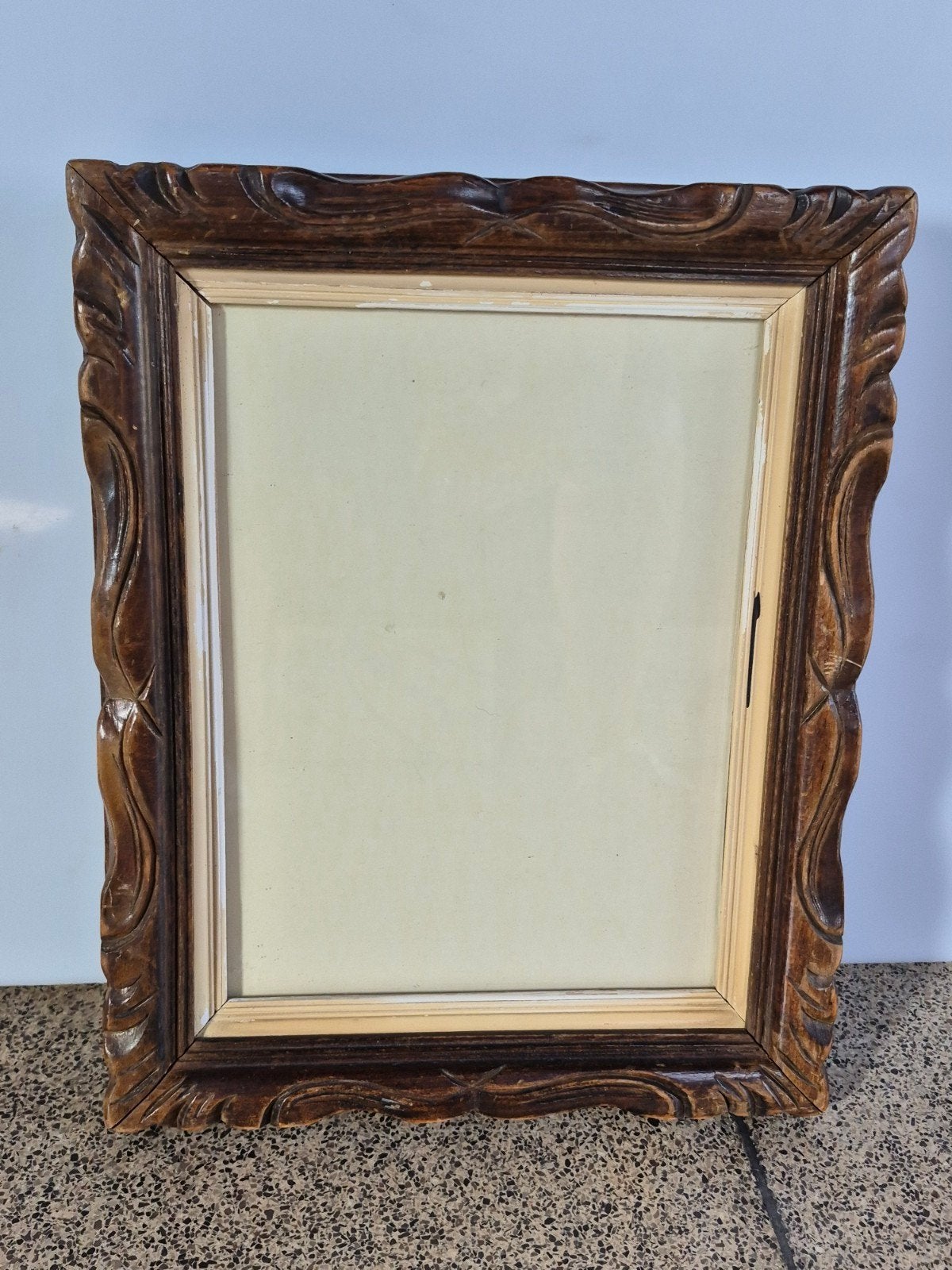Vintage kader fotolijst met glas, Huis en Inrichting, Woonaccessoires | Lijsten, Bruin, Gebruikt, Ophalen of Verzenden, Fotolijst
