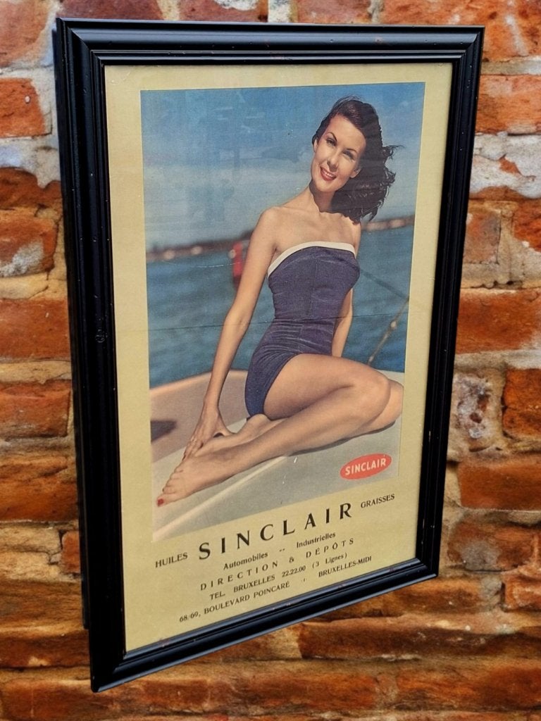 Originele vintage pin-up reclame poster van Sinclair olie️️⛽, Verzamelen, Ophalen, Gebruikt, Reclamebord