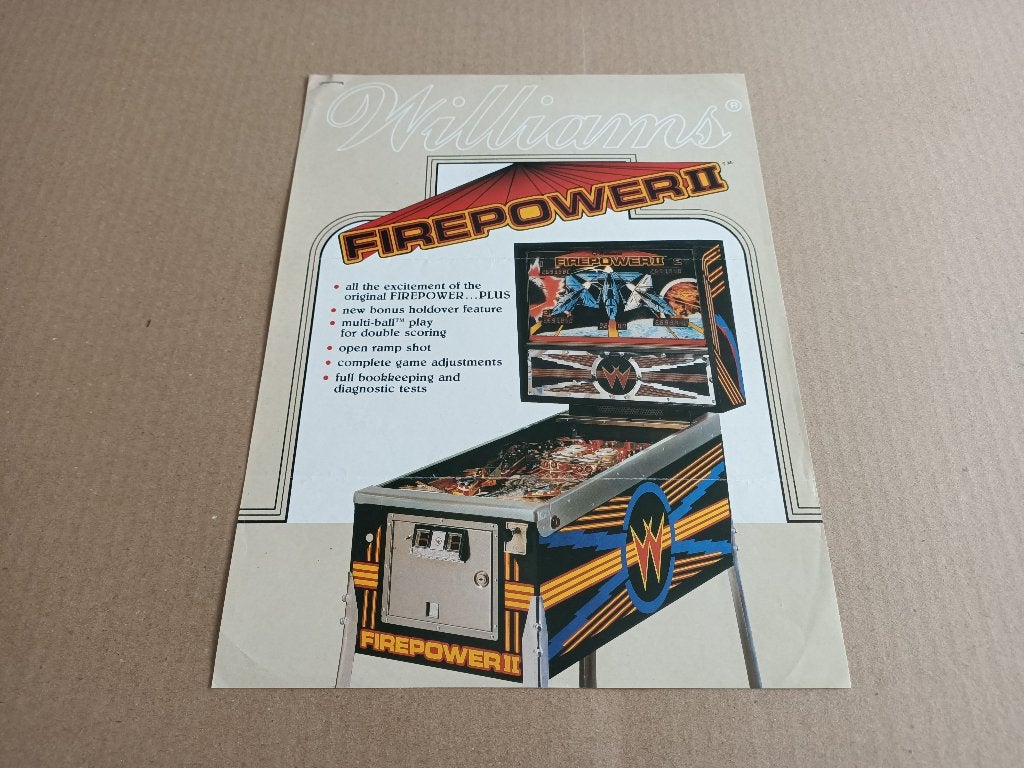 Flyer: Williams Firepower II (1983) Flipperkast, Verzamelen, Automaten | Flipperkasten, Flipperkast, Williams, Verzenden