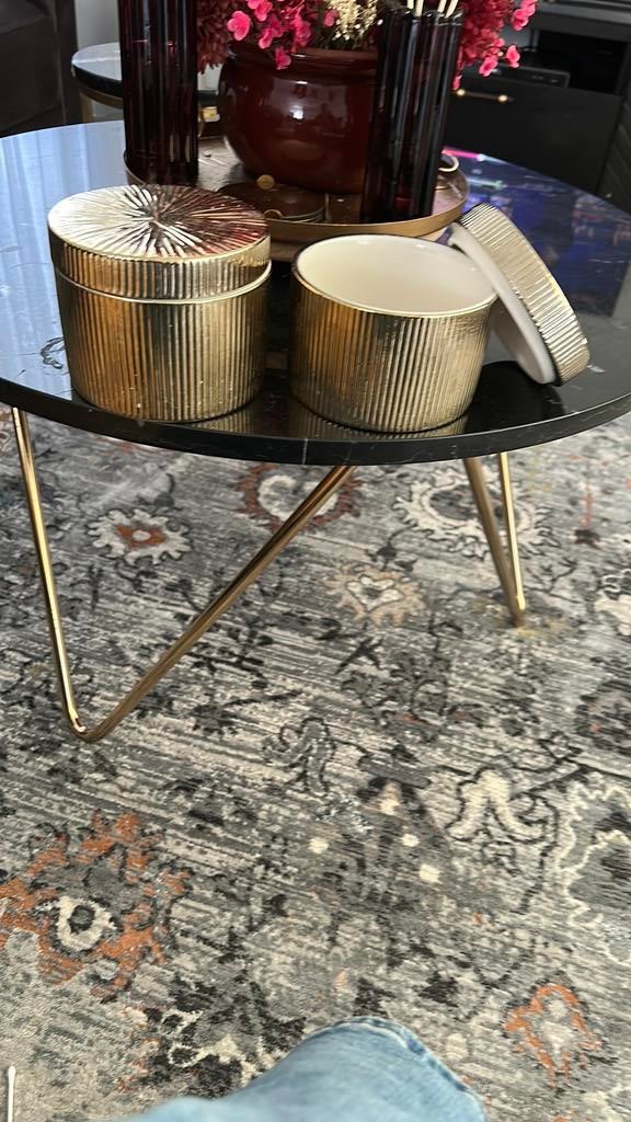 Gouden keramische doos   2 stuk Diameter 12cm Hoogte 10cm, Antiek en Kunst, Ophalen