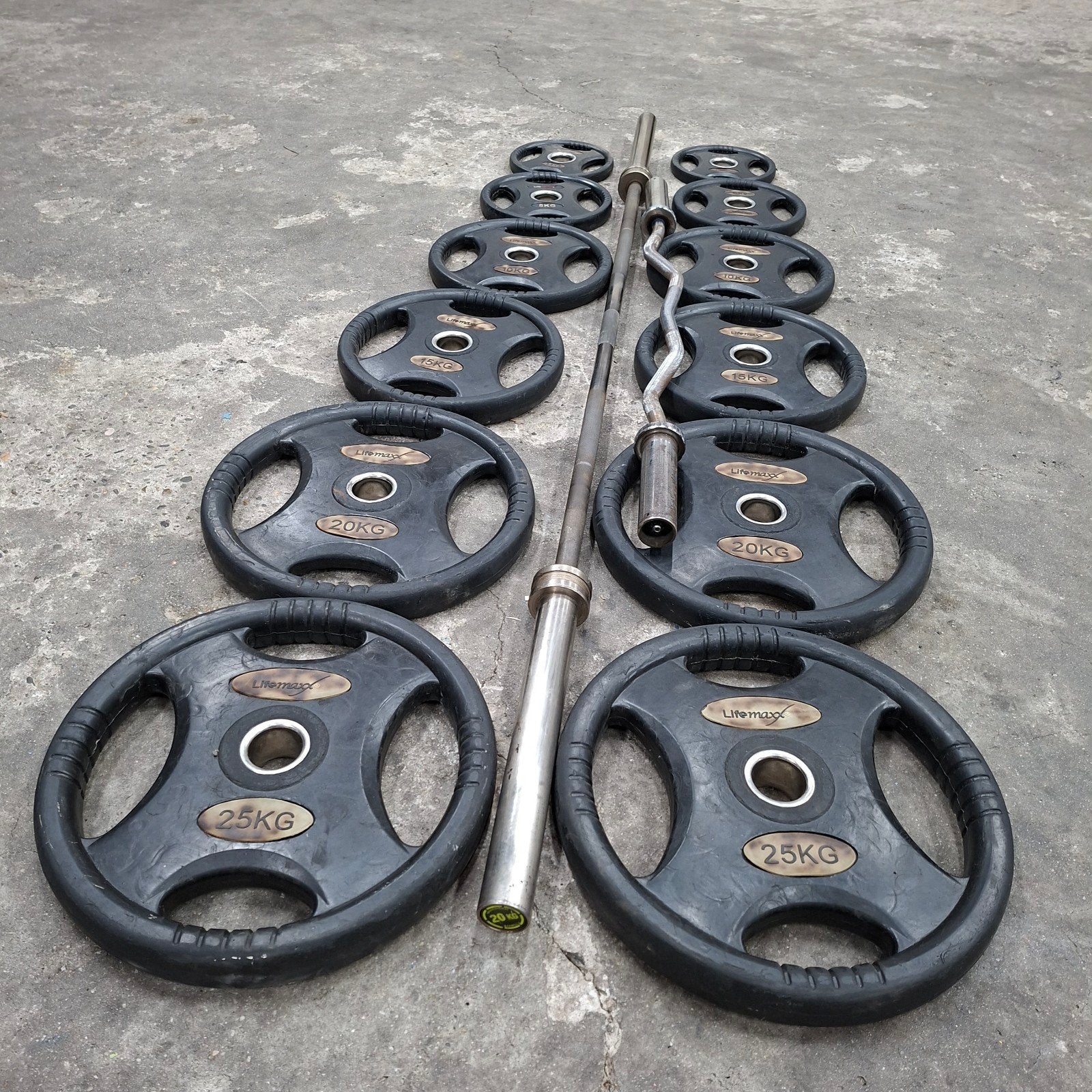Lifemaxx Olympische Grip Gewichten Set + Olympisch Barbells, Enlèvement