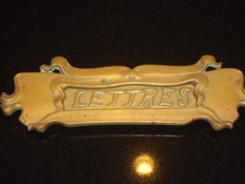 Boîte aux 'LETTRES' bronze poli ART NOUVEAU d'avant 1900, Antiquités & Art, Enlèvement ou Envoi, Bronze