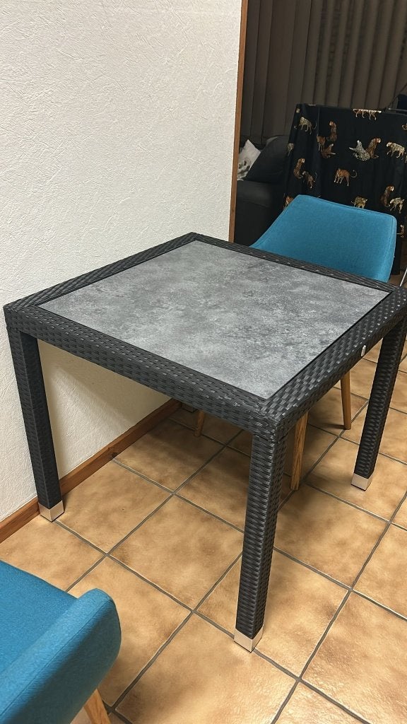 5 Table de jardin carrée effet rotin noir + 10 chaises noir, Jardin & Terrasse, Tables de jardin, Comme neuf, Carré, Autres matériaux