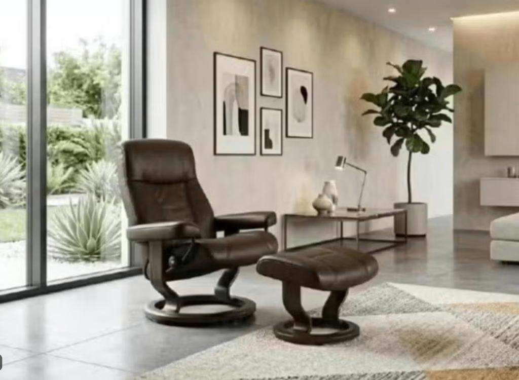stressless relax met voetbankje, Ophalen, Hout