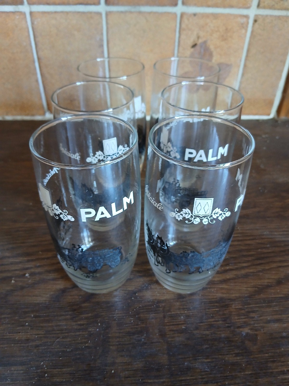 Set van 6 Vintage Palm Spéciale Bierglazen (met paardenkoets, Ophalen