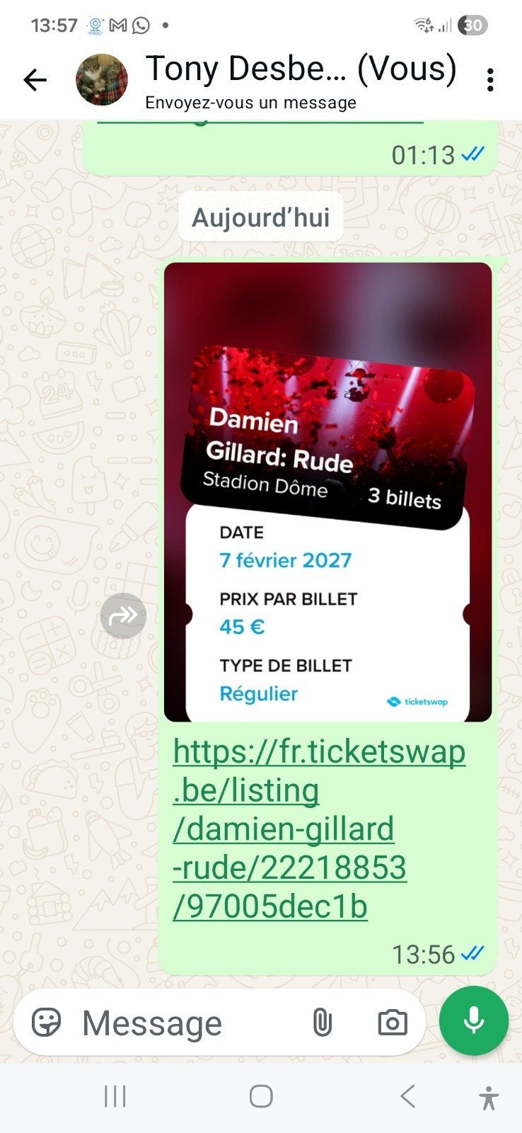spetacle damien gillard 2 pl, Tickets & Billets, Deux personnes
