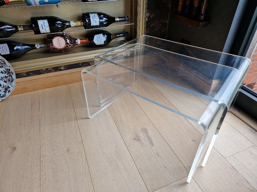 2 Vintage Acryl Plexiglazen nest bijzettafels, Ophalen of Verzenden