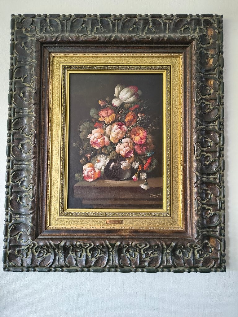mooie kader met bloemen, Antiquités & Art, Art | Peinture | Classique, Autres techniques, Enlèvement, Cadre spécial, Classique