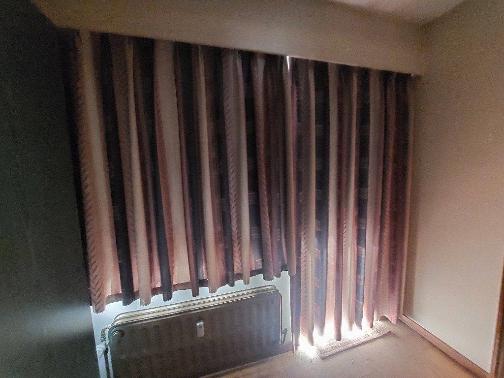 Complete gordijn set – transparant + stof– in warme tinten, Huis en Inrichting, Ophalen, Gebruikt, Overige merken, Crème