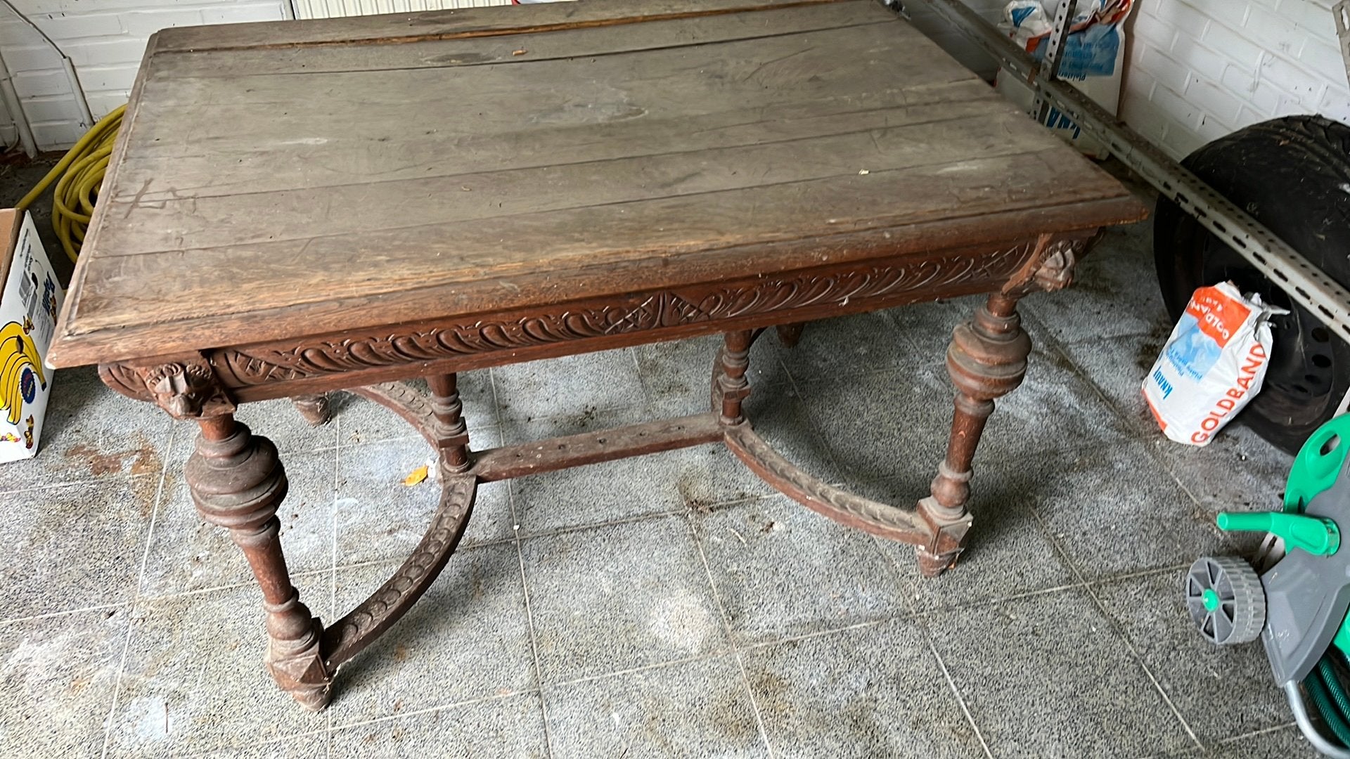 Table tête de lions 120x80, Maison & Meubles, 100 à 150 cm, Carré, Enlèvement, Utilisé