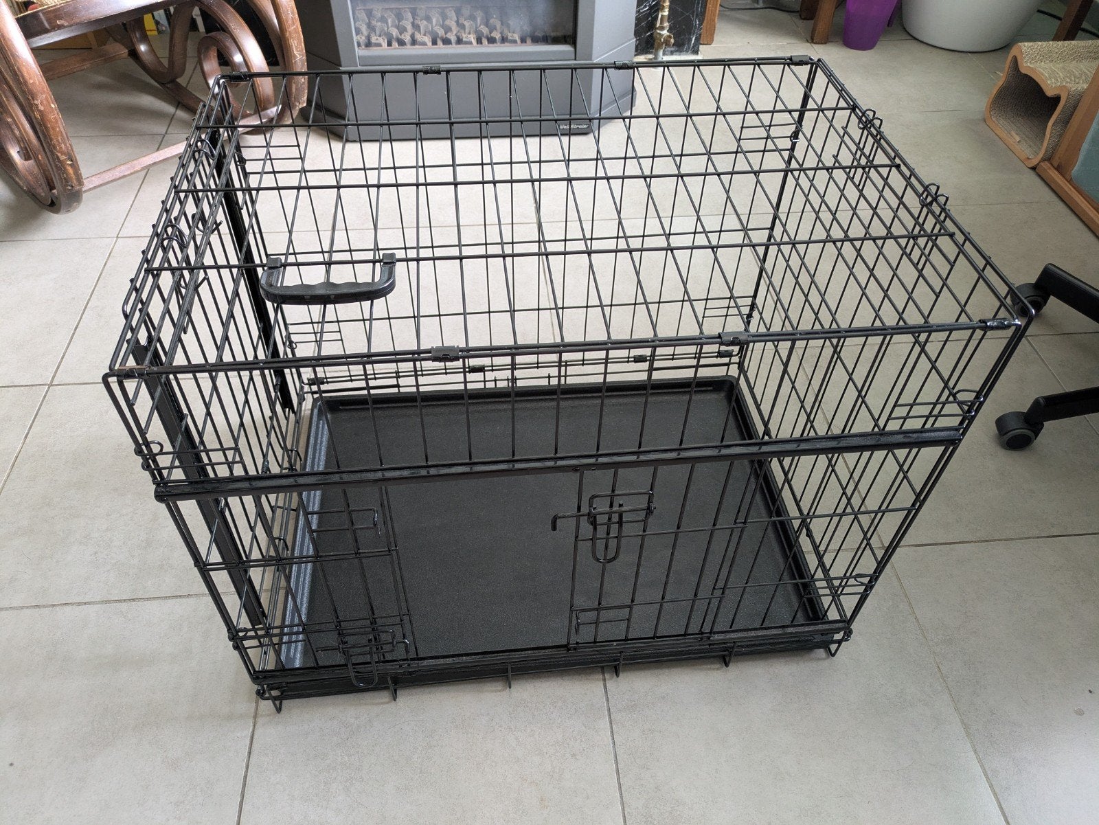 Banc Adori avec 2 portes coulissantes Black Dog Crate 76x53x, Comme neuf, Niche à chien, Moins de 65 cm, Enlèvement