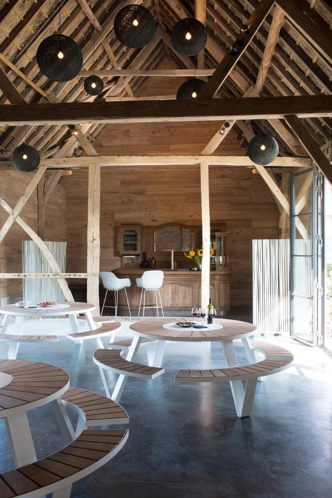 Extremis Pantagruel picknicktafel + Inumbra parasol 400 cm, Ophalen, Zo goed als nieuw, Rond, Metaal