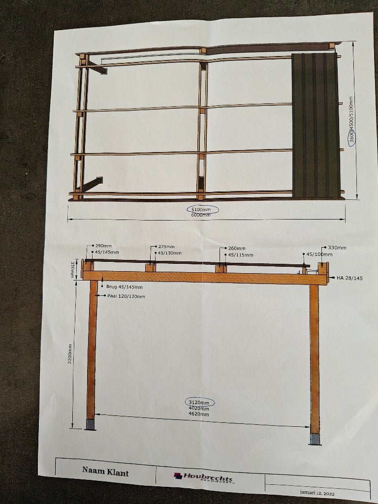Houten Carport. Nieuw van Houbrechts Alken. 5100 x 3600, Ophalen, Nieuw