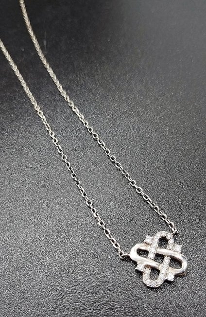 925 zilveren „strikjes” halsketting met strass, Nona, Met strass, Nieuw, Ophalen of Verzenden, Zilver