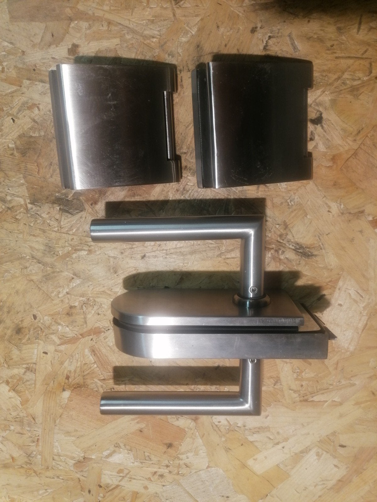 Poignée de porte et charnières, Enlèvement ou Envoi, Comme neuf, Inox, Loquet ou Poignée