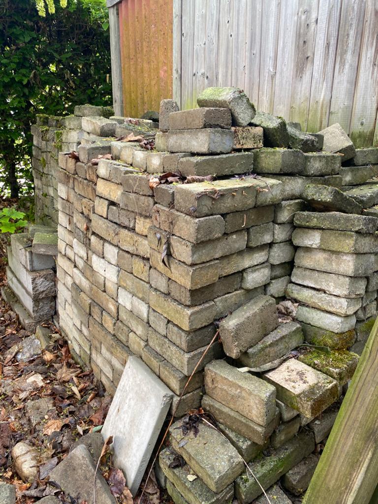 Gratis klinkers +- 48m2, Tuin en Terras, Tegels en Klinkers, Ophalen, Gebruikt, Klinkers, 10 m² of meer