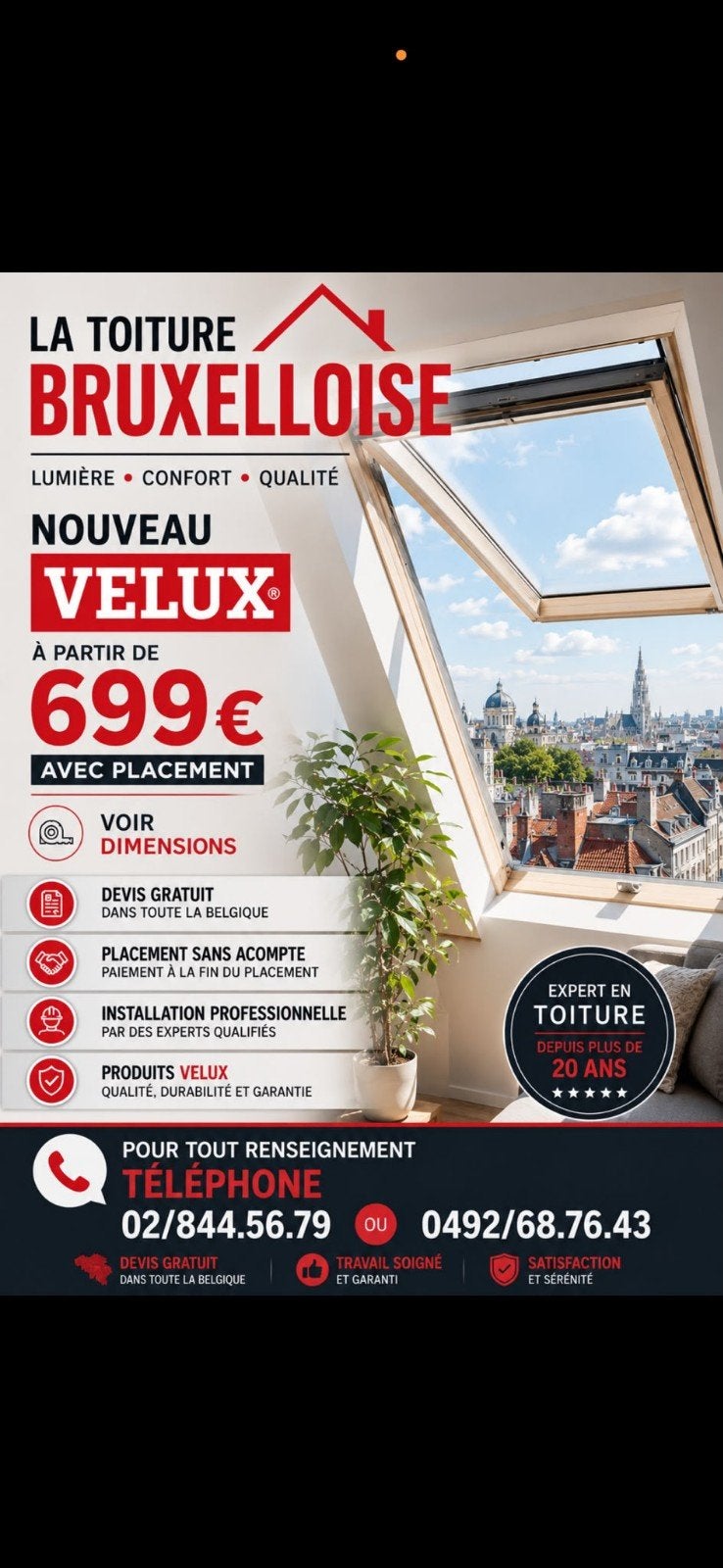 Velux nouveau avec placement à partir de 699, Enlèvement