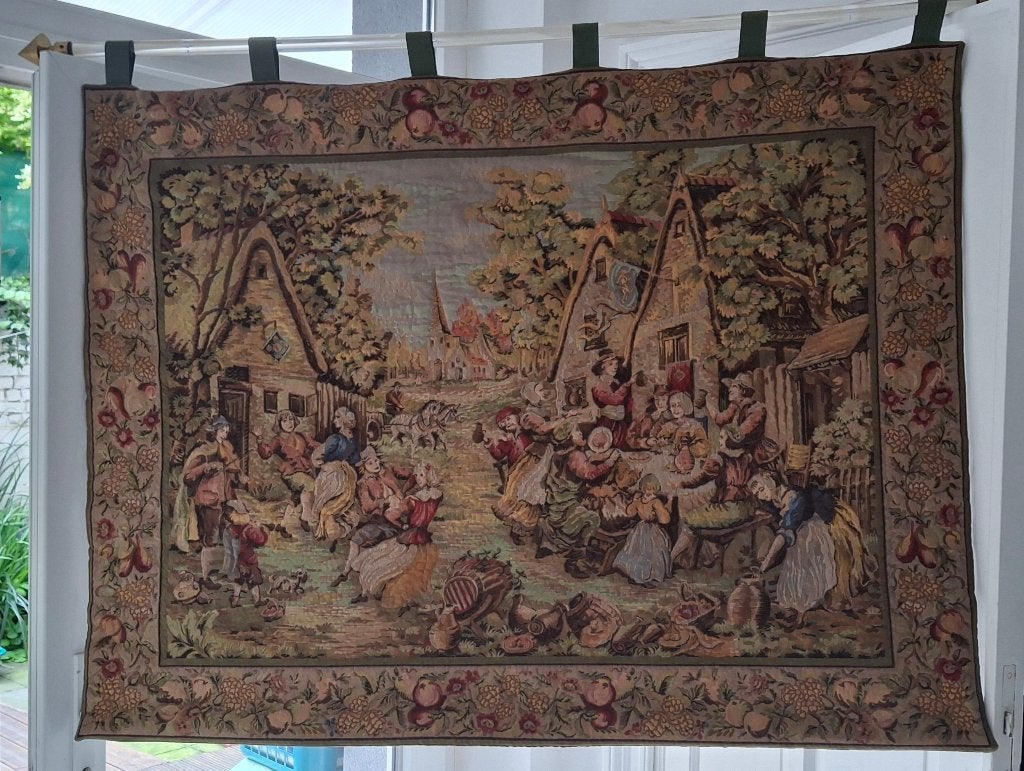 Groot Belgisch wandtapijt „Dorpsfeest Fête Campêtre”, Ophalen