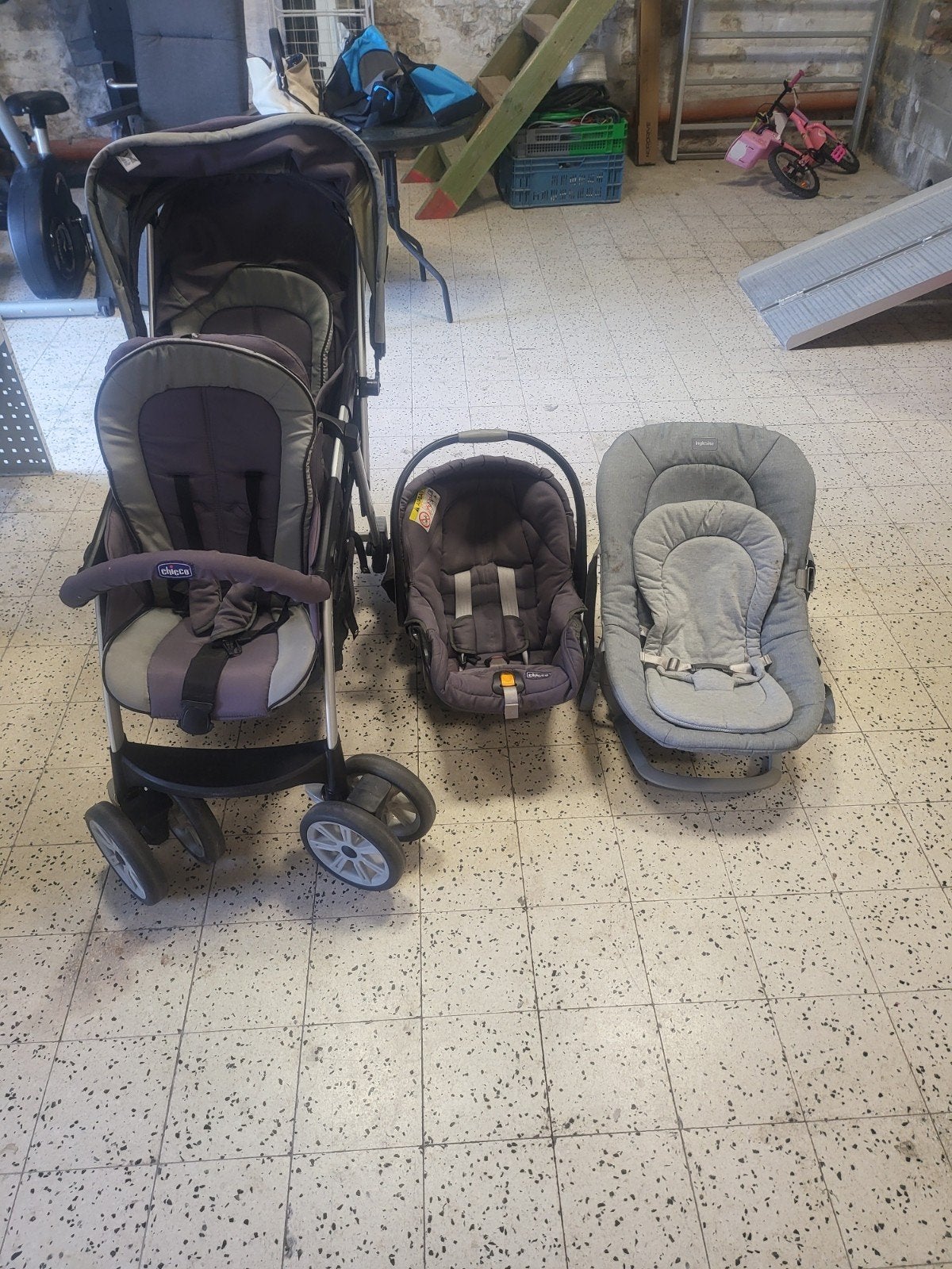Poussette 2 places + maxi-cosi + balancelle manuelle, Ophalen of Verzenden, Kinderwagen, Maxi-Cosi