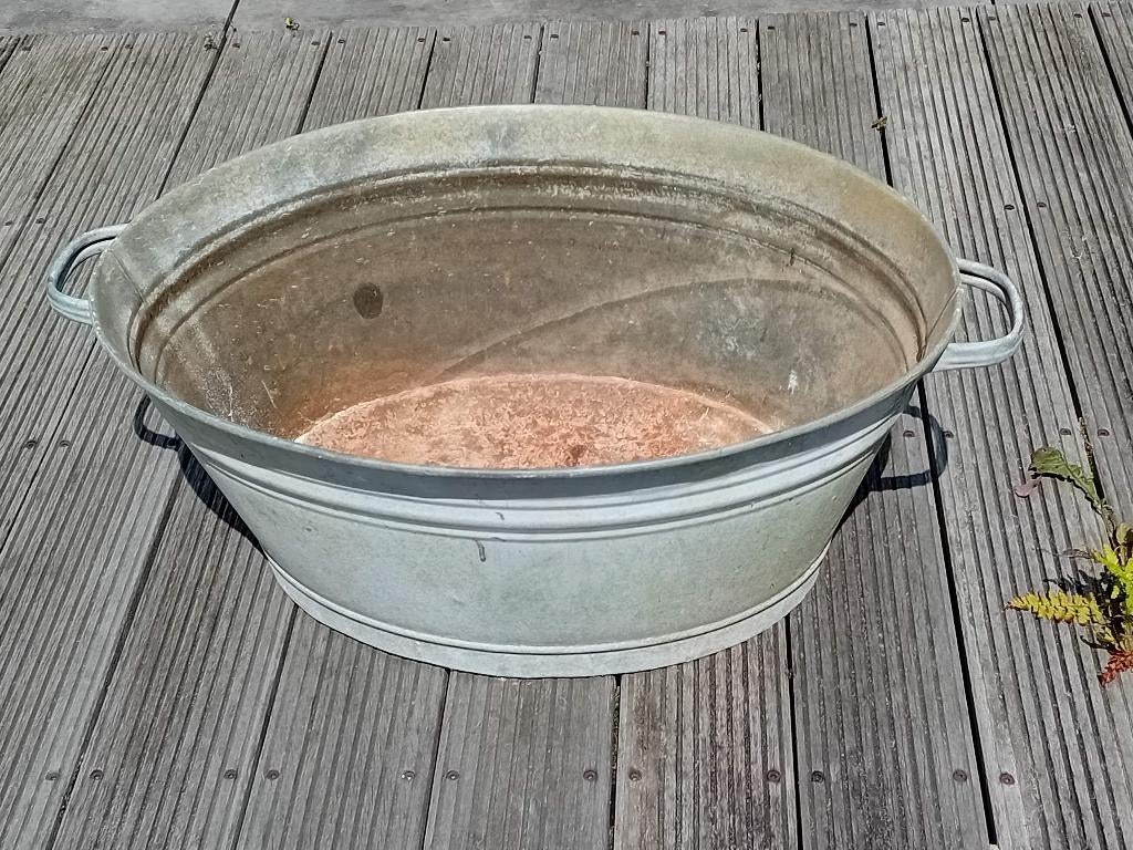Grote zinken kuip, Ophalen, Gebruikt, Metaal, 30 tot 60 cm