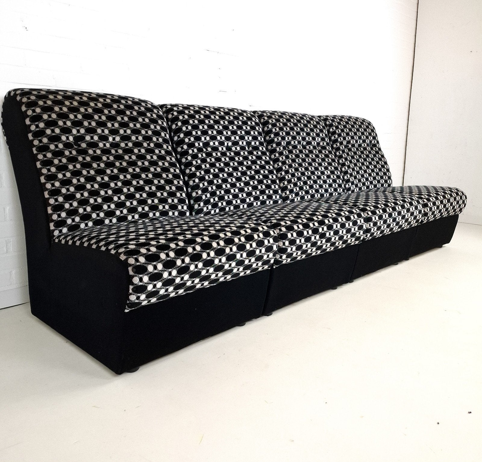 Vintage modulaire bank 4 delig mid century modern design, Ophalen, Zwart