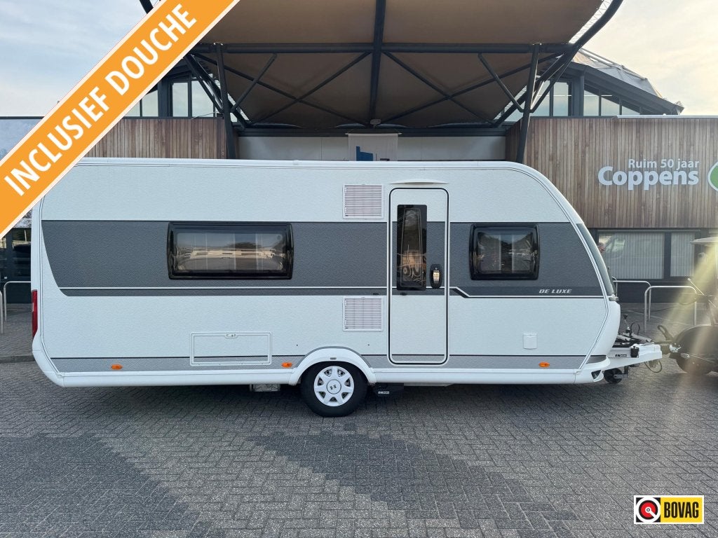 Hobby De Luxe 495 WFB MOVER + TENT, Caravans en Kamperen, Caravans, Hobby, Treinzit, Ringverwarming, 4 tot 5 meter