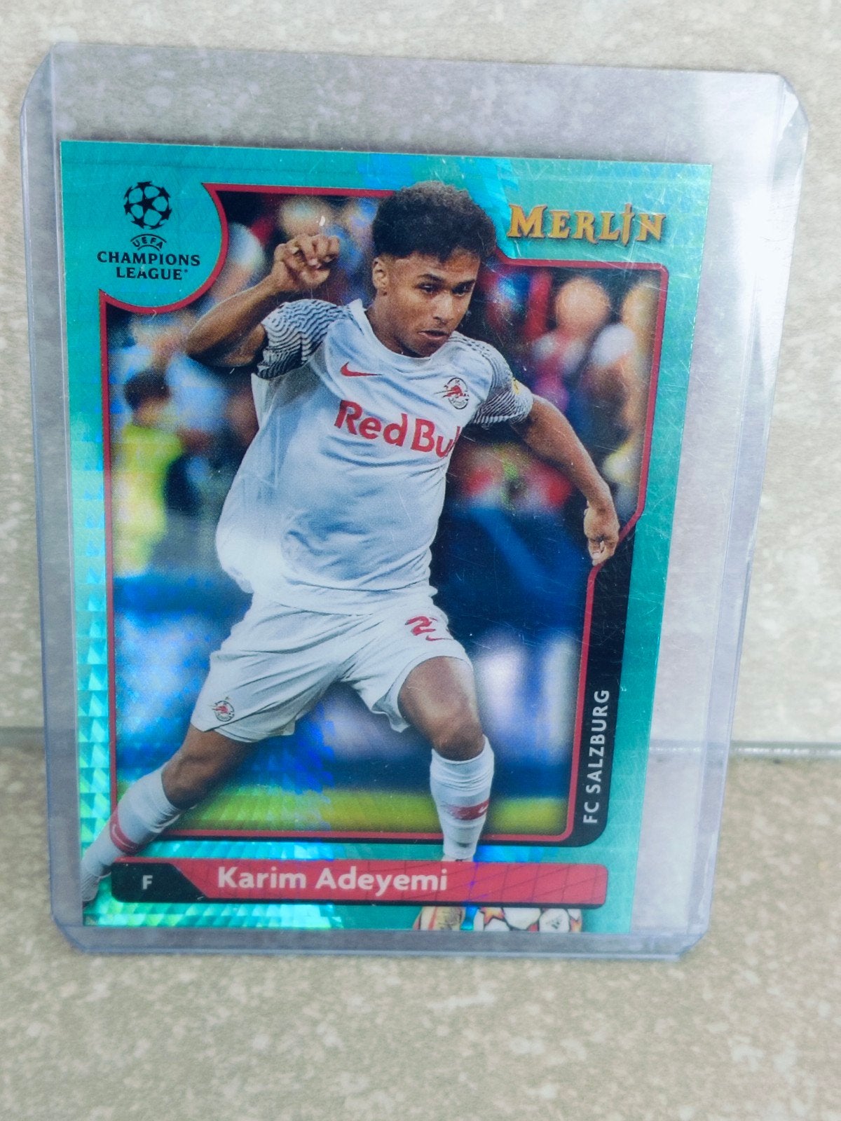 Topps Merlin Karim Adeyemi Salzburg aqua parallel, Ophalen of Verzenden
