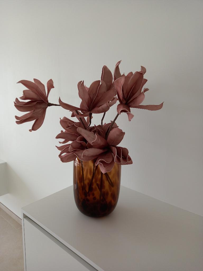 Vaas met bloemen, 50 tot 75 cm, Zwart, Ophalen of Verzenden, Glas