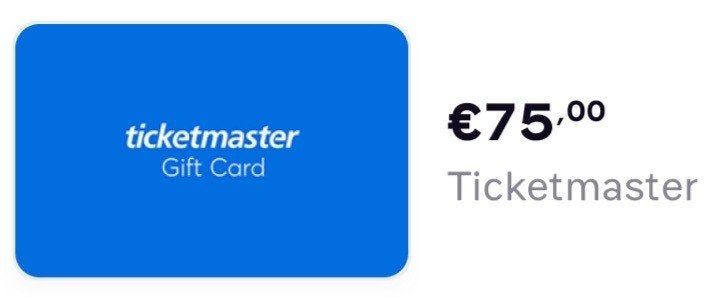 Ticketmaster be bon van 75 Euro voor 70 Euro