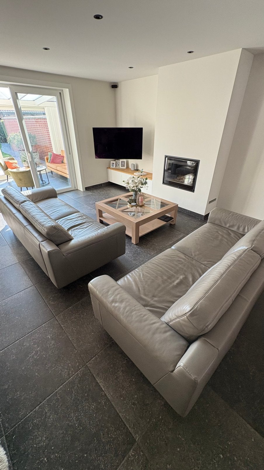 Lederen zetels  van Natuzzi, Huis en Inrichting, Ophalen, Gebruikt, Leer, Lederen zetel Natuzzi