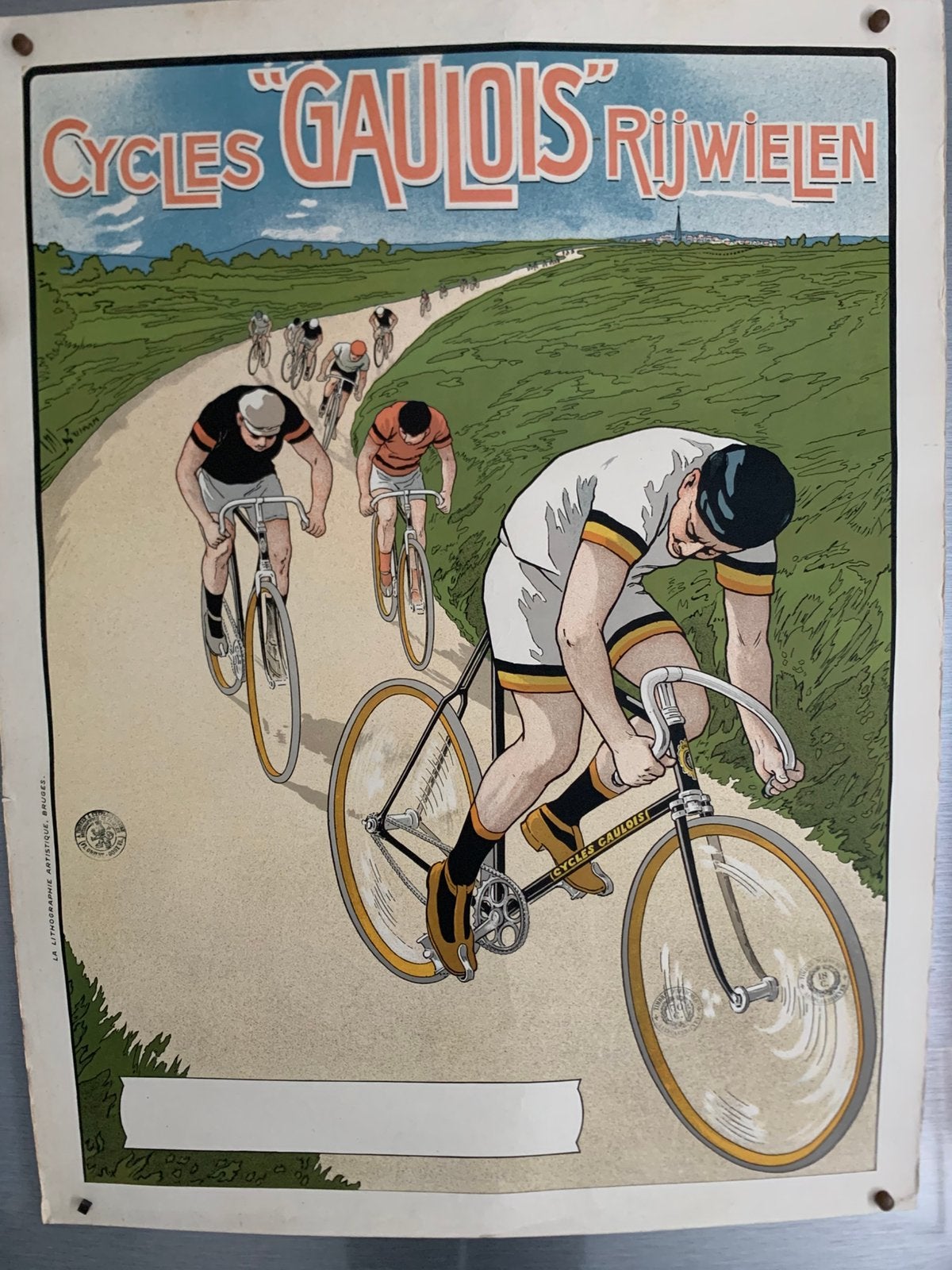 Lithographie publicitaire vélo 1926, Enlèvement, Utilisé, Rectangulaire vertical, Sport