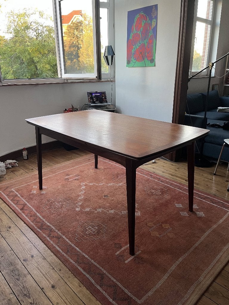 Vintage eettafel, Huis en Inrichting, Ophalen, Gebruikt, 100 tot 150 cm, Teakhout