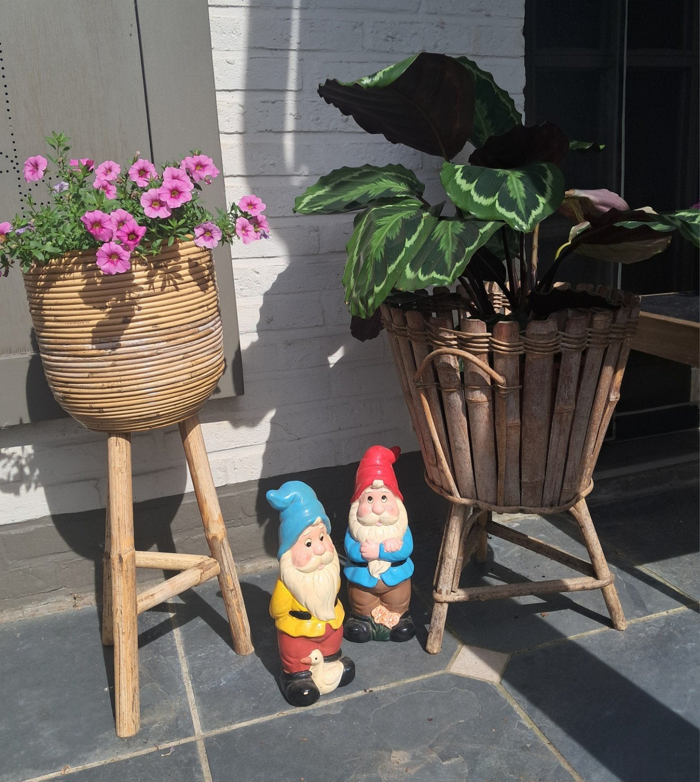 Vintage, rotan plantenstaanders en tuinkabouters, Tuin en Terras, Bloembakken en Plantenbakken, Ophalen